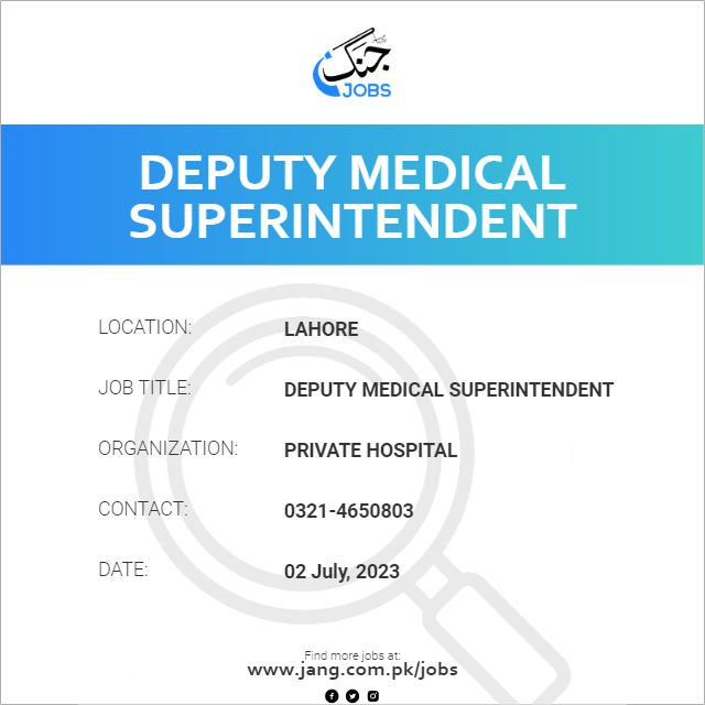 Deputy Medical Superintendent