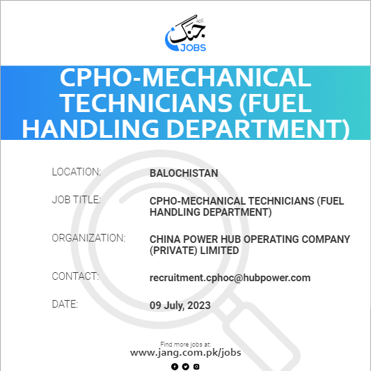 CPHO-Mechanical Technicians (Fuel Handling Department)