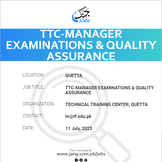 TTC-Manager Examinations & Quality Assurance