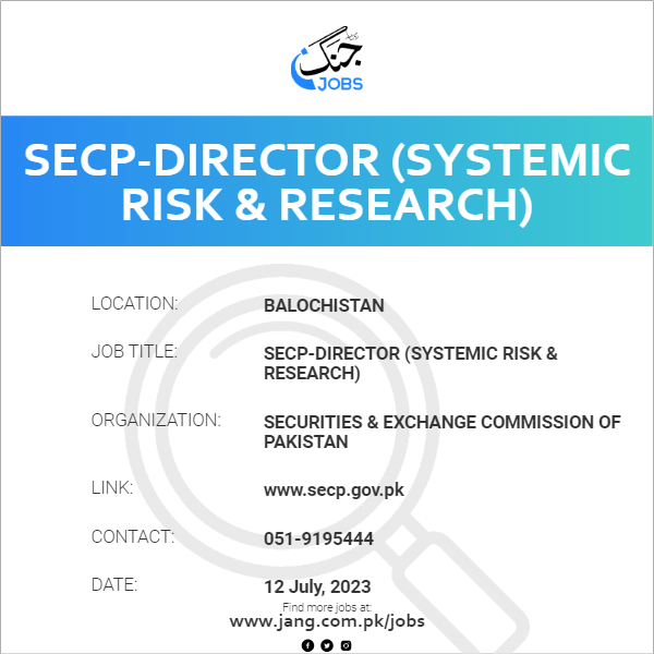 SECP-Director (Systemic Risk & Research)