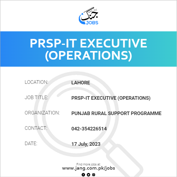PRSP-IT Executive (Operations)