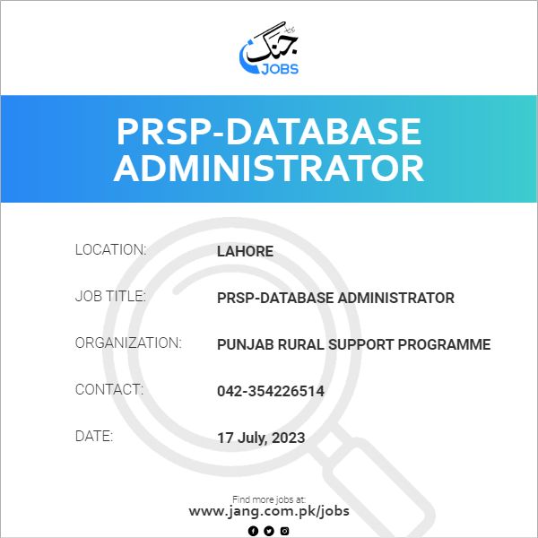 PRSP-Database Administrator