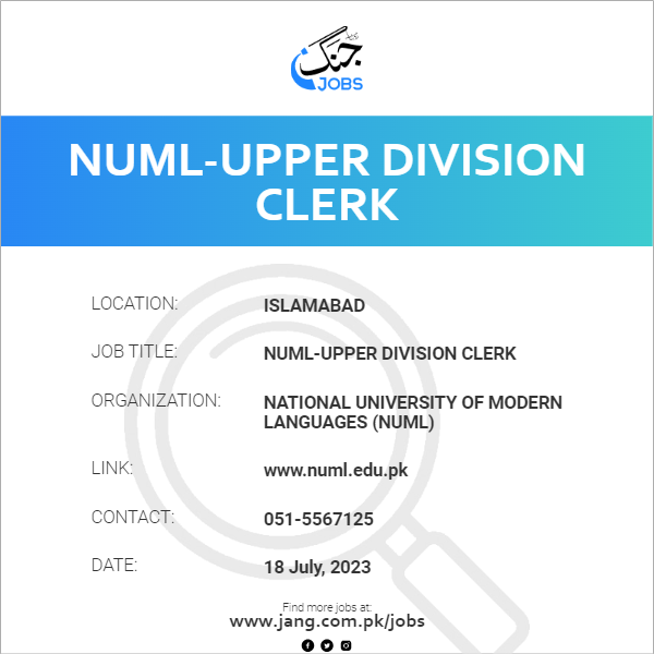 NUML-Upper Division Clerk