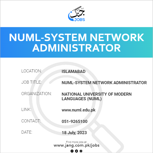 NUML-System Network Administrator