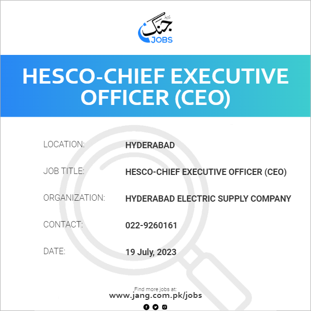 HESCO-Chief Executive Officer (CEO)