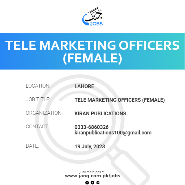 Tele Marketing Officers (Female)