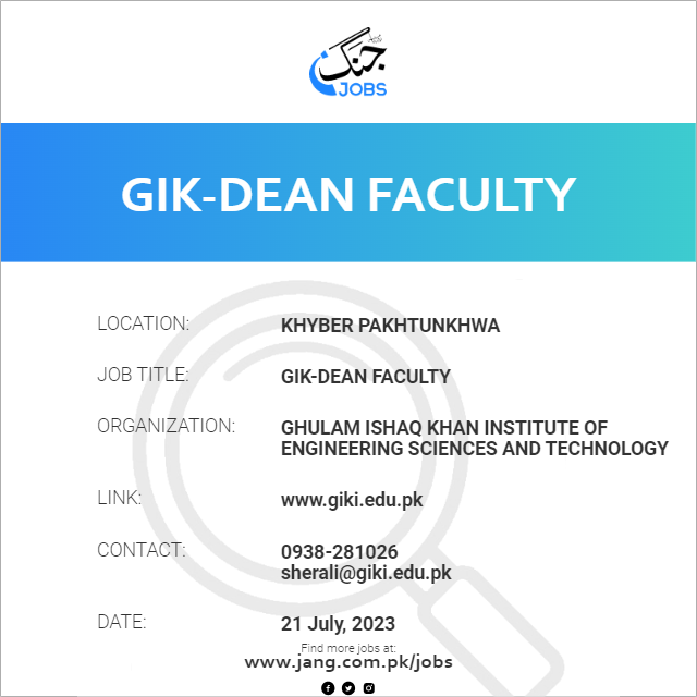 GIK-Dean Faculty