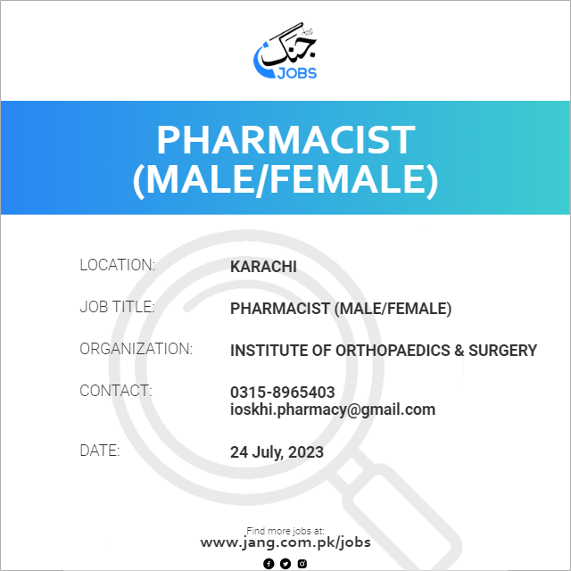 Pharmacist (Male/Female)