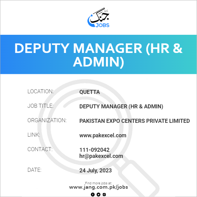 Deputy Manager (HR & Admin)