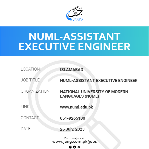 NUML-Assistant Executive Engineer