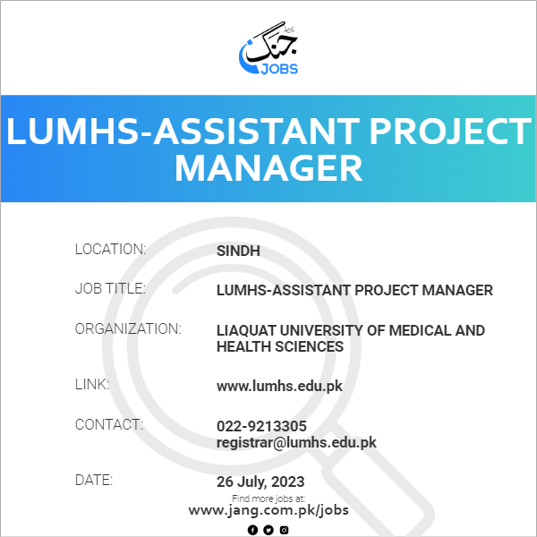 LUMHS-Assistant Project Manager