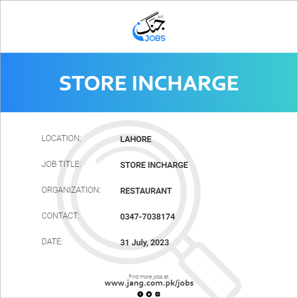 Store Incharge