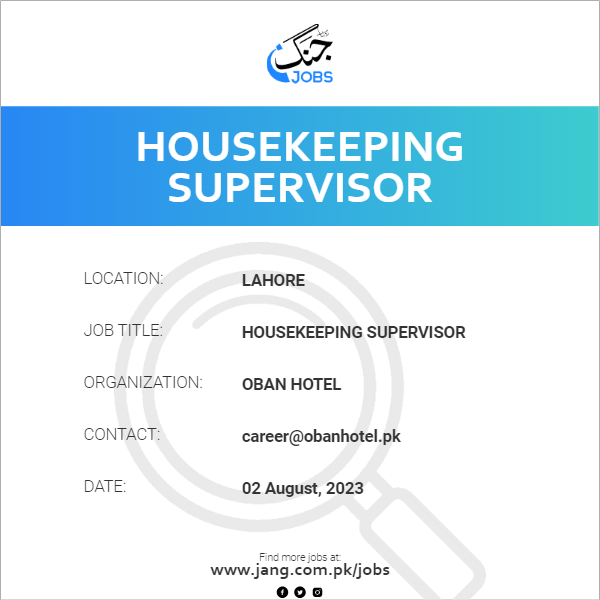 Housekeeping Supervisor