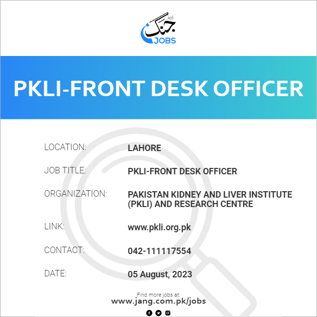 PKLI-Front Desk Officer