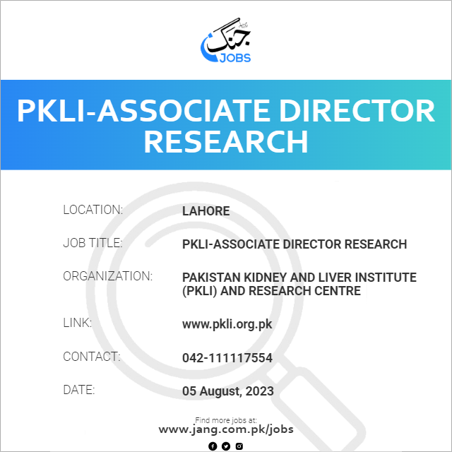 PKLI-Associate Director Research