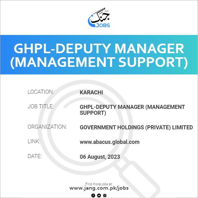 GHPL-Deputy Manager (Management Support)