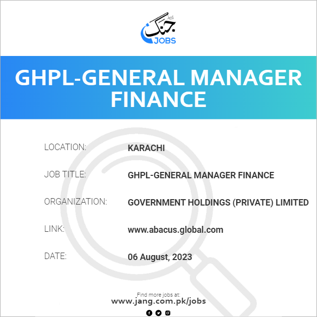 GHPL-General Manager Finance