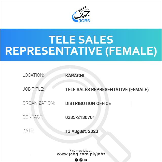 Tele Sales Representative (Female)