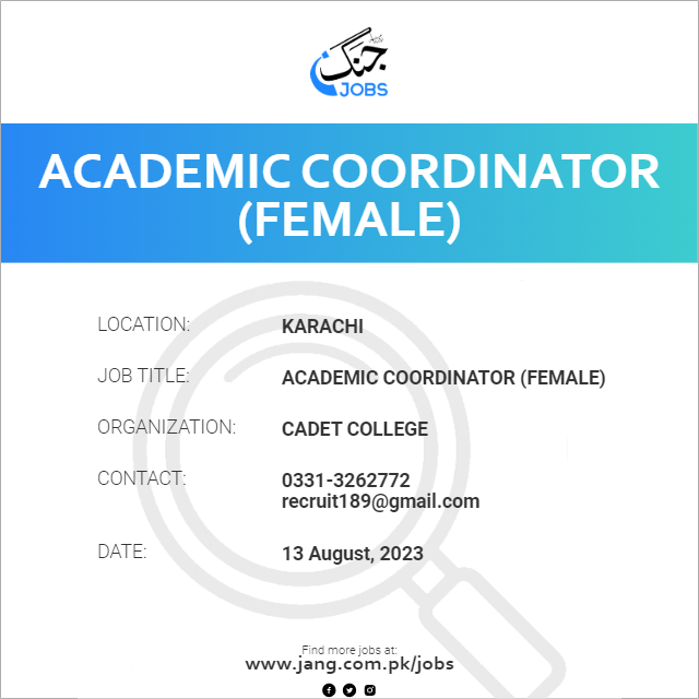 Academic Coordinator (Female)