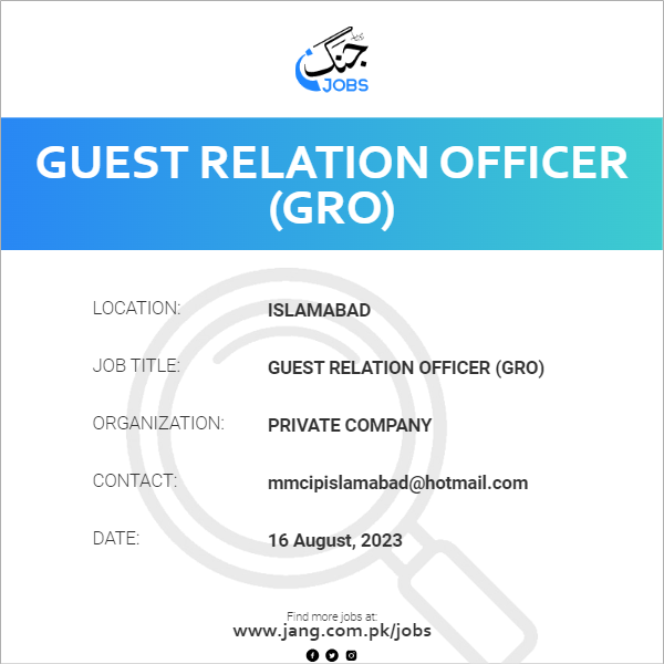 Guest Relation Officer (GRO)