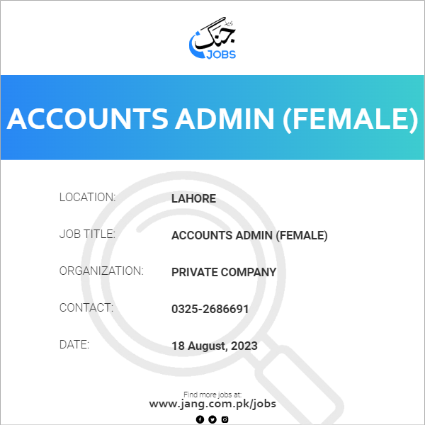 Accounts Admin (Female)