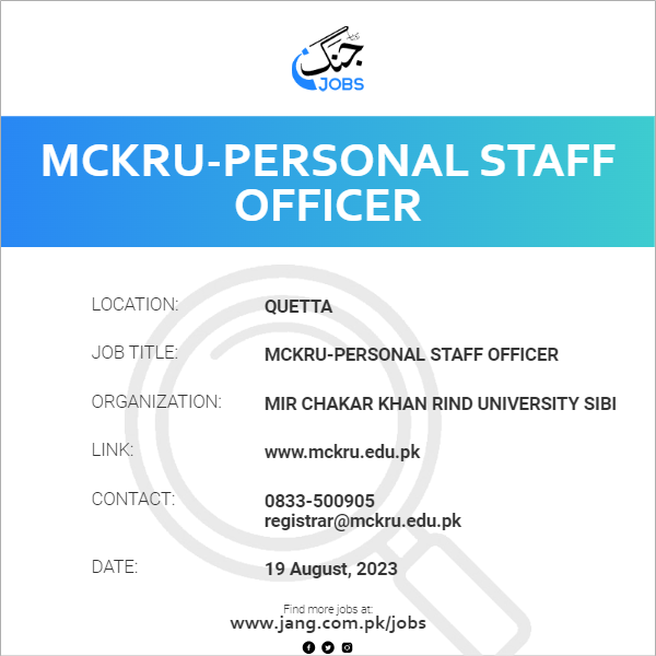 MCKRU-Personal Staff Officer