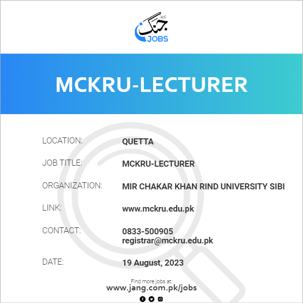 MCKRU-Lecturer