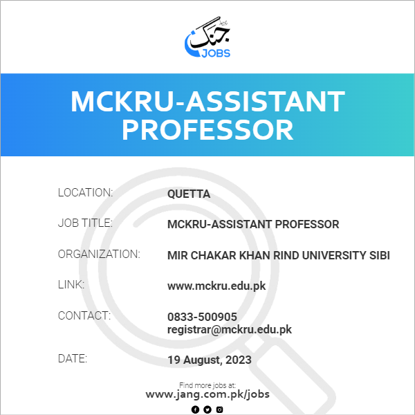 MCKRU-Assistant Professor