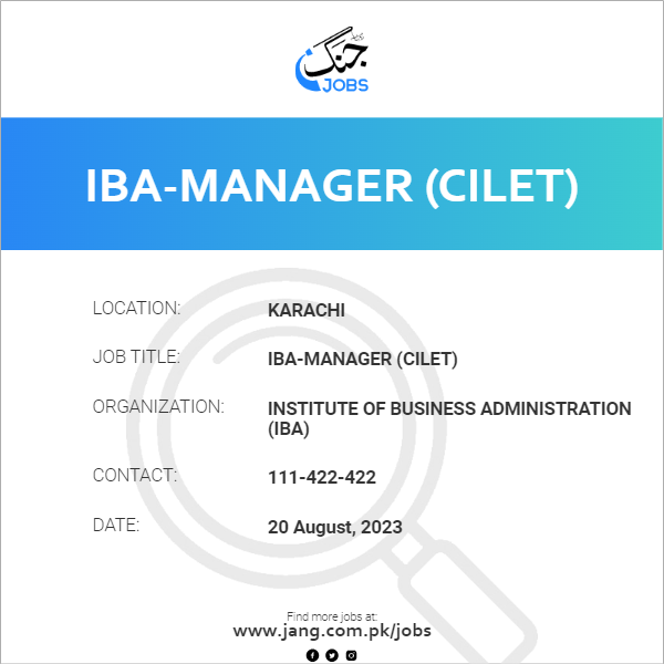 IBA-Manager (CILET)