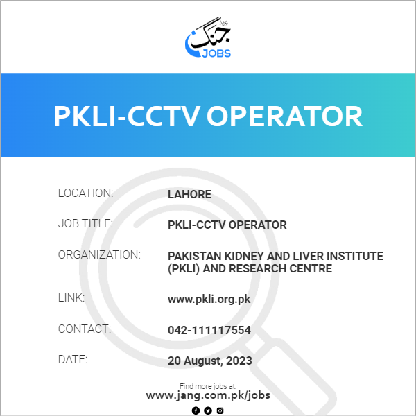 PKLI-CCTV Operator