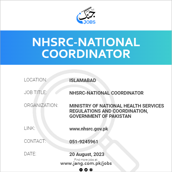 NHSRC-National Coordinator