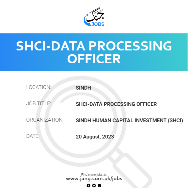 SHCI-Data Processing Officer 