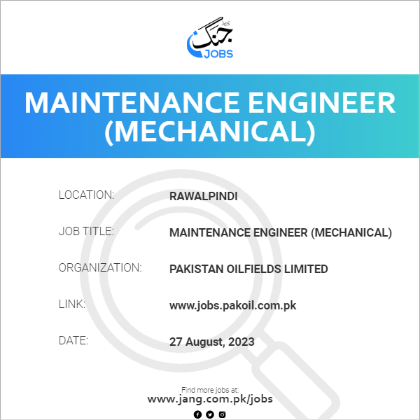 Maintenance Engineer (Mechanical)