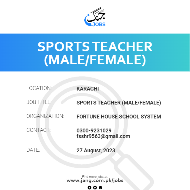 Sports Teacher (Male/Female)