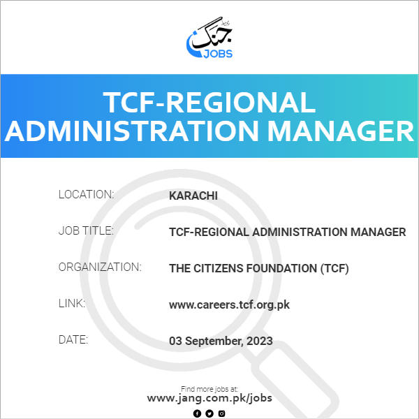 TCF-Regional Administration Manager