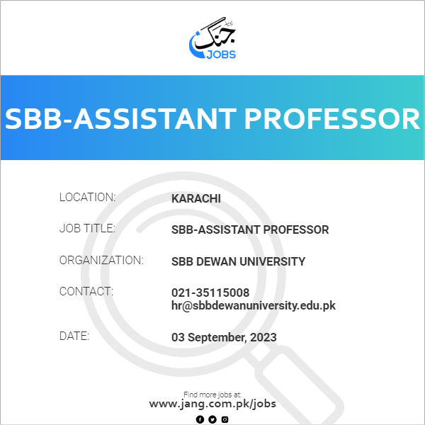 SBB-Assistant Professor
