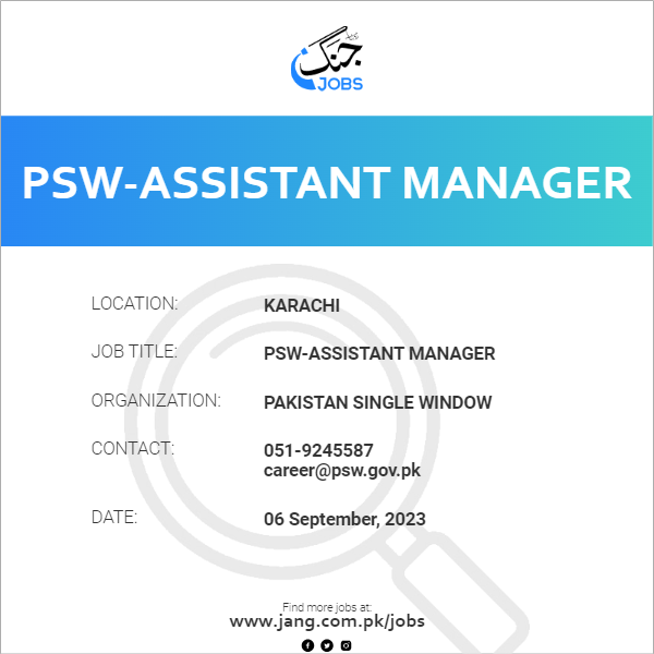 PSW-Assistant Manager