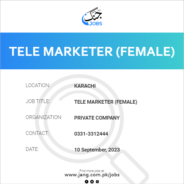 Tele Marketer (Female)