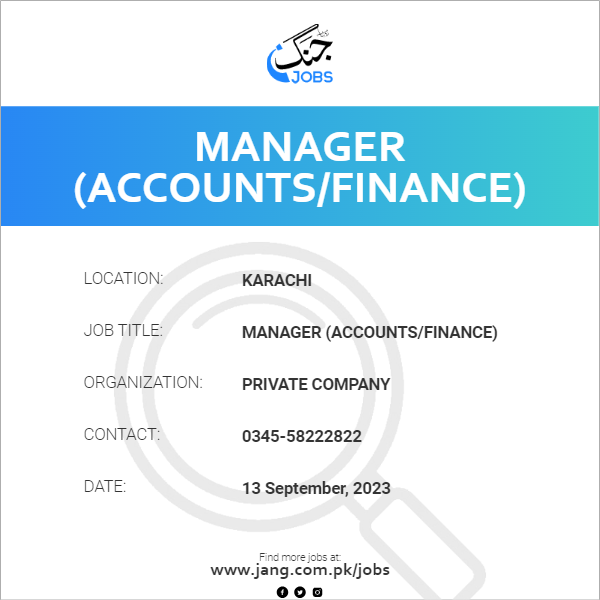 Manager (Accounts/Finance)