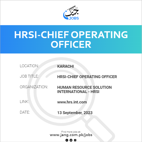 HRSI-Chief Operating Officer