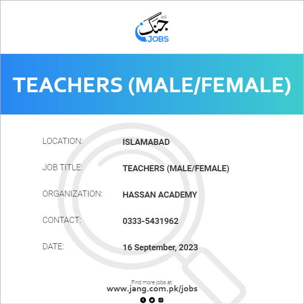 Teachers (Male/Female)