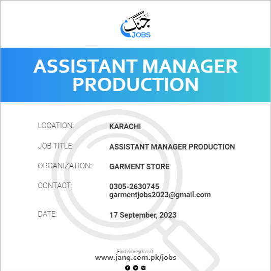 Assistant Manager Production