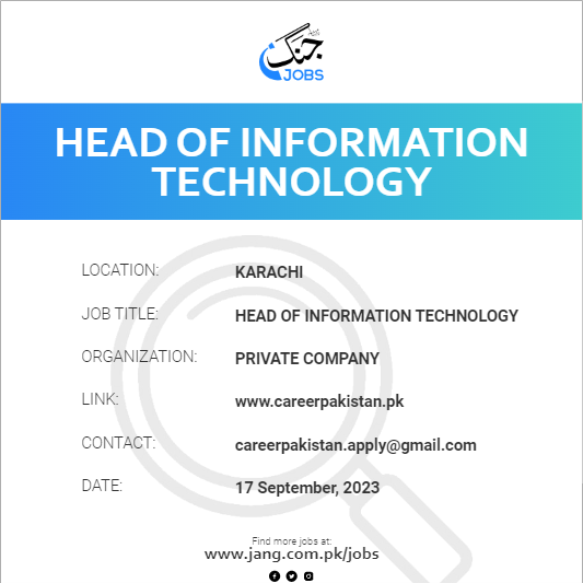 Head Of Information Technology