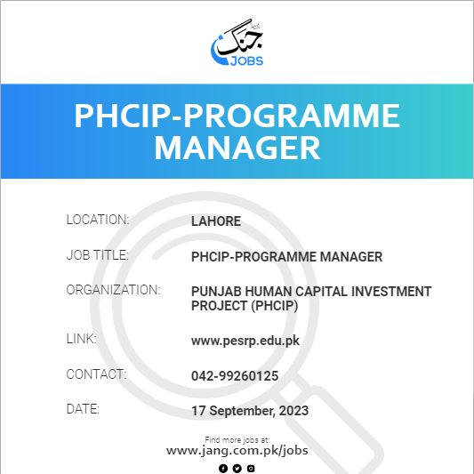 PHCIP-Programme Manager