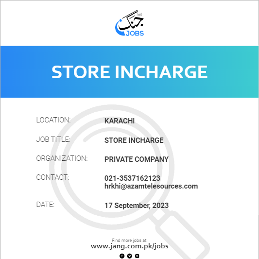 Store Incharge