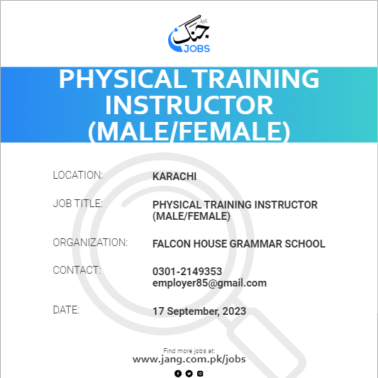 Physical Training Instructor (Male/Female)