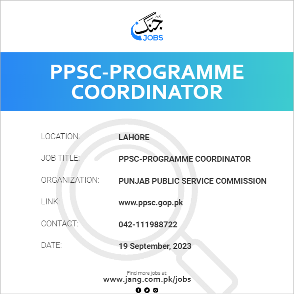 PPSC-Programme Coordinator