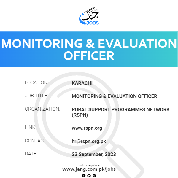 Monitoring & Evaluation Officer