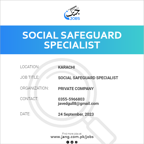 Social Safeguard Specialist