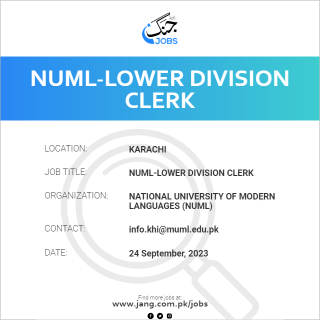 NUML-Lower Division Clerk
